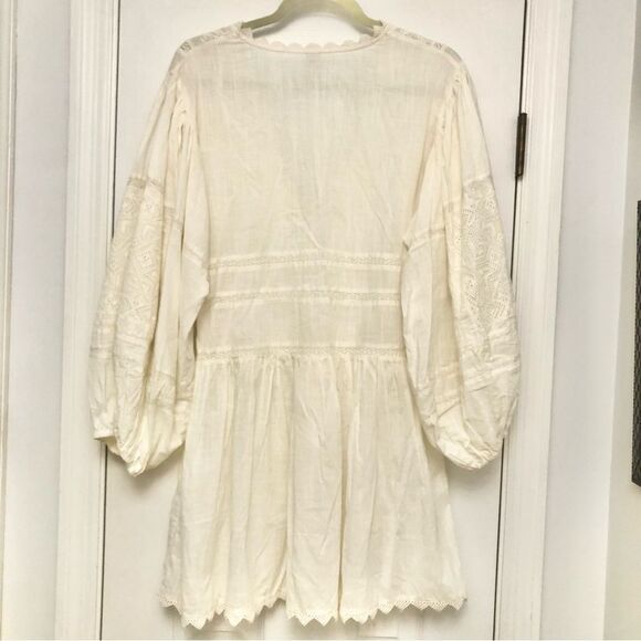 Scarlett Poppies Virginia Dress Vintage Inspired Lace Embroidered Ivory White S - Picture 4 of 6